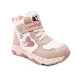 Rózsaszín kislány szívecskés weestep bakancs