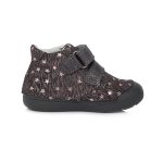 D.D. Step magasszárú cipő, sötét alapon, ezüst-rózsaszín csillagokkal