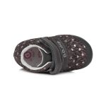 D.D. Step magasszárú cipő, sötét alapon, ezüst-rózsaszín csillagokkal